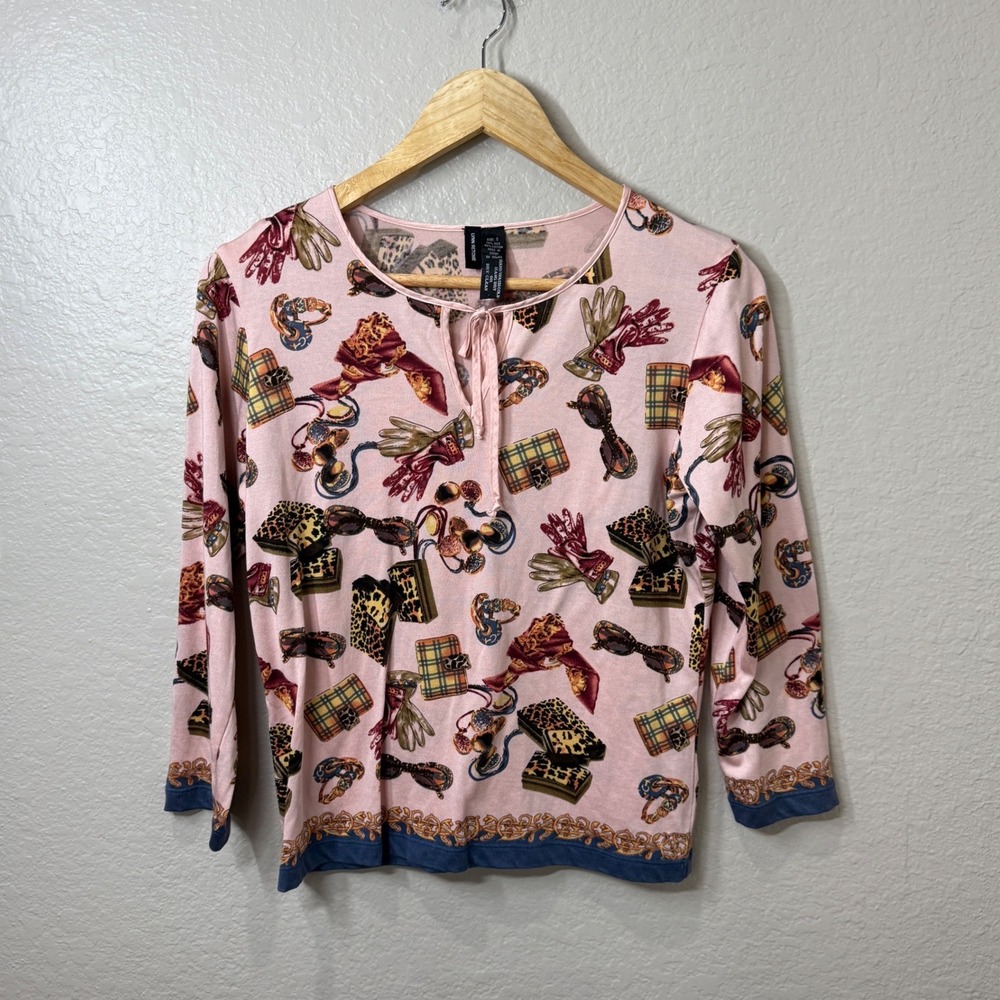 Lynn Ritchie Silk Blend Top S Nonna Chic Equestrian Scarf Print Eclectic Teacher